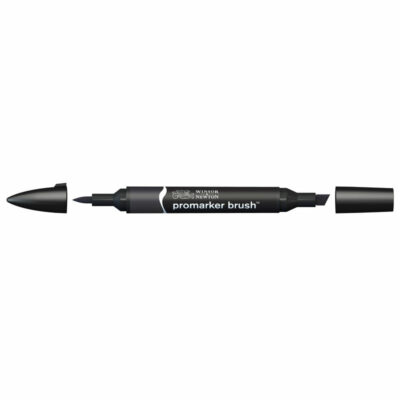 Promarker so štetcovým hrotom - Čierny